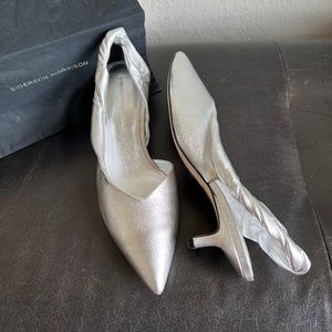 NWB Sigerson Morrison metallic leather Melina slingback heels 10